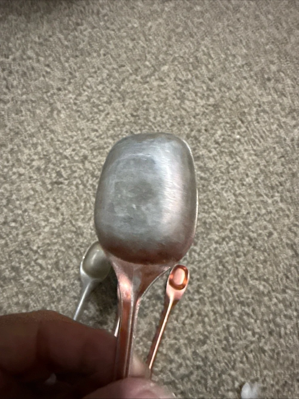 Vintage Set of 4 Metallic Measuring Scoops - Silver & Copper Tones